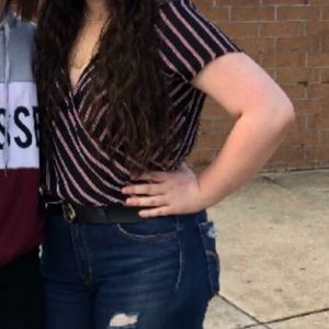 Striped low cut shirt Size : Xl